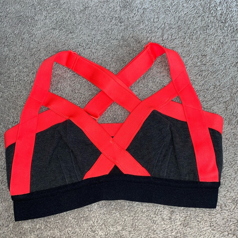 Orange and grey sports bra, worn 2 times